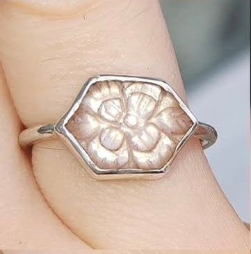 Peach moonstone silver ring