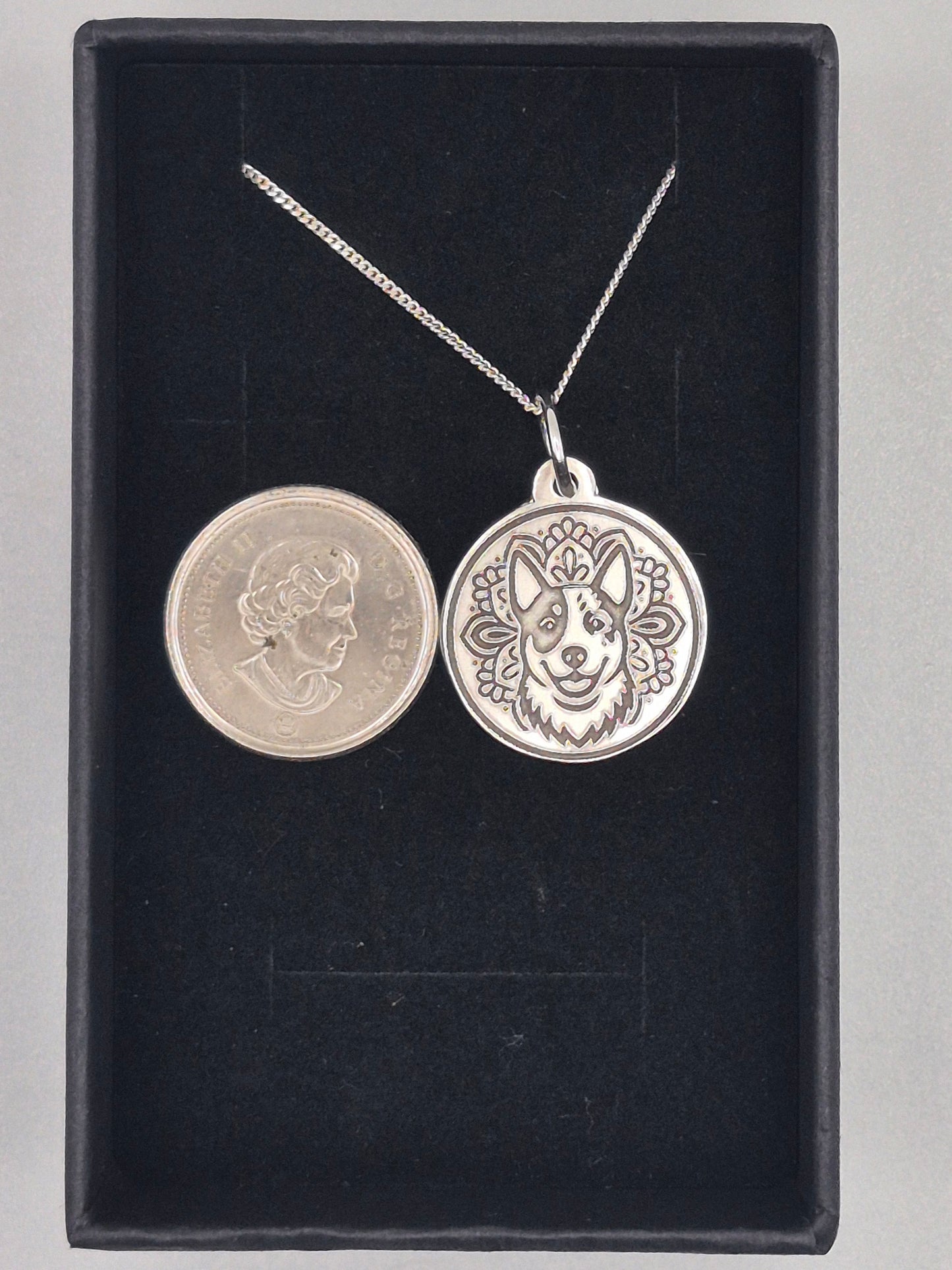 Sterling Silver Australian Cattle Dog Coin Necklace