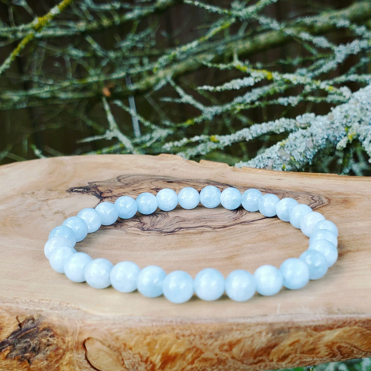 6mm aquamarine mala bracelet