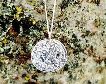 Fine Silver Hummingbird Pendant with Chain
