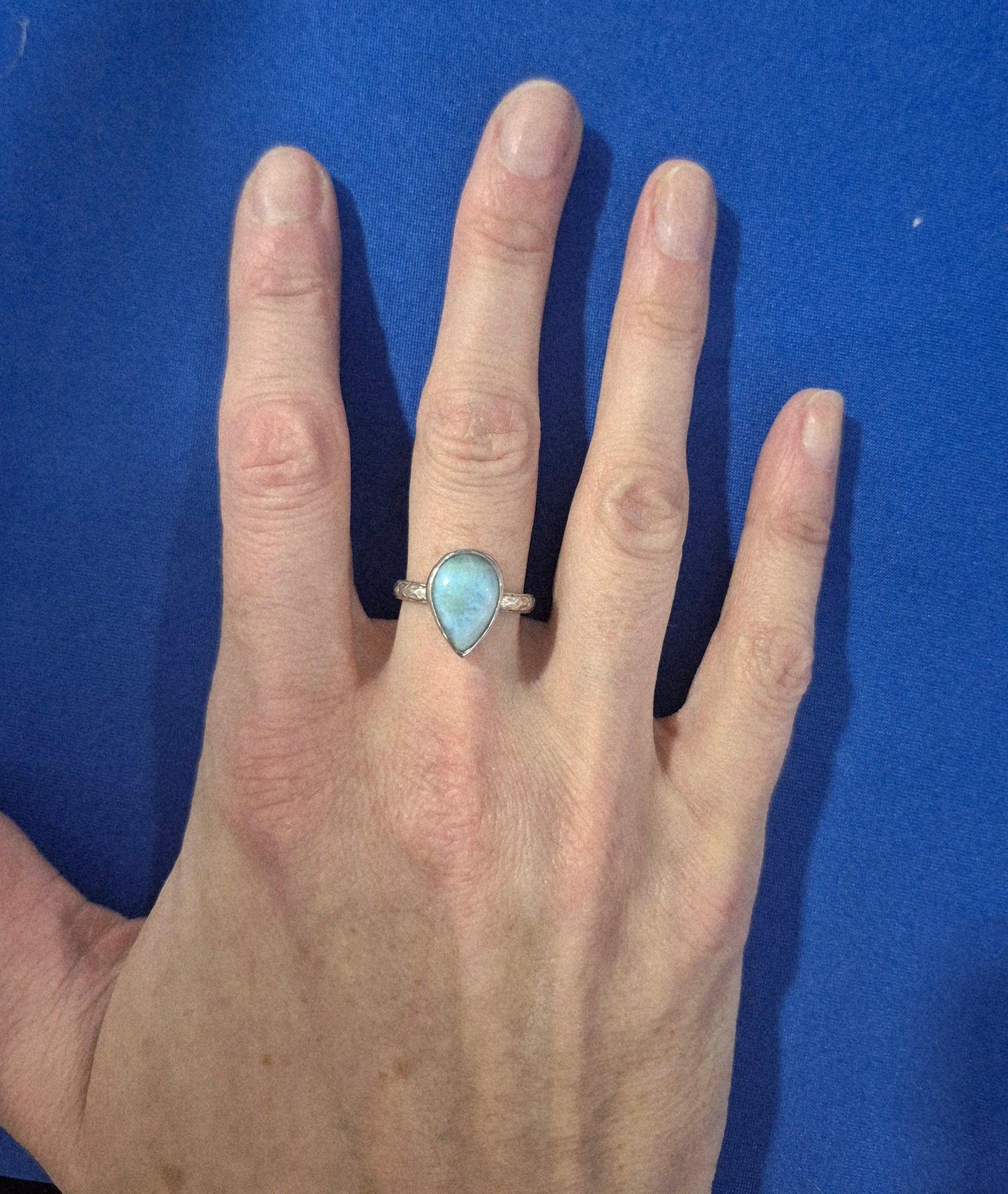 Handmade sterling silver larimar ring