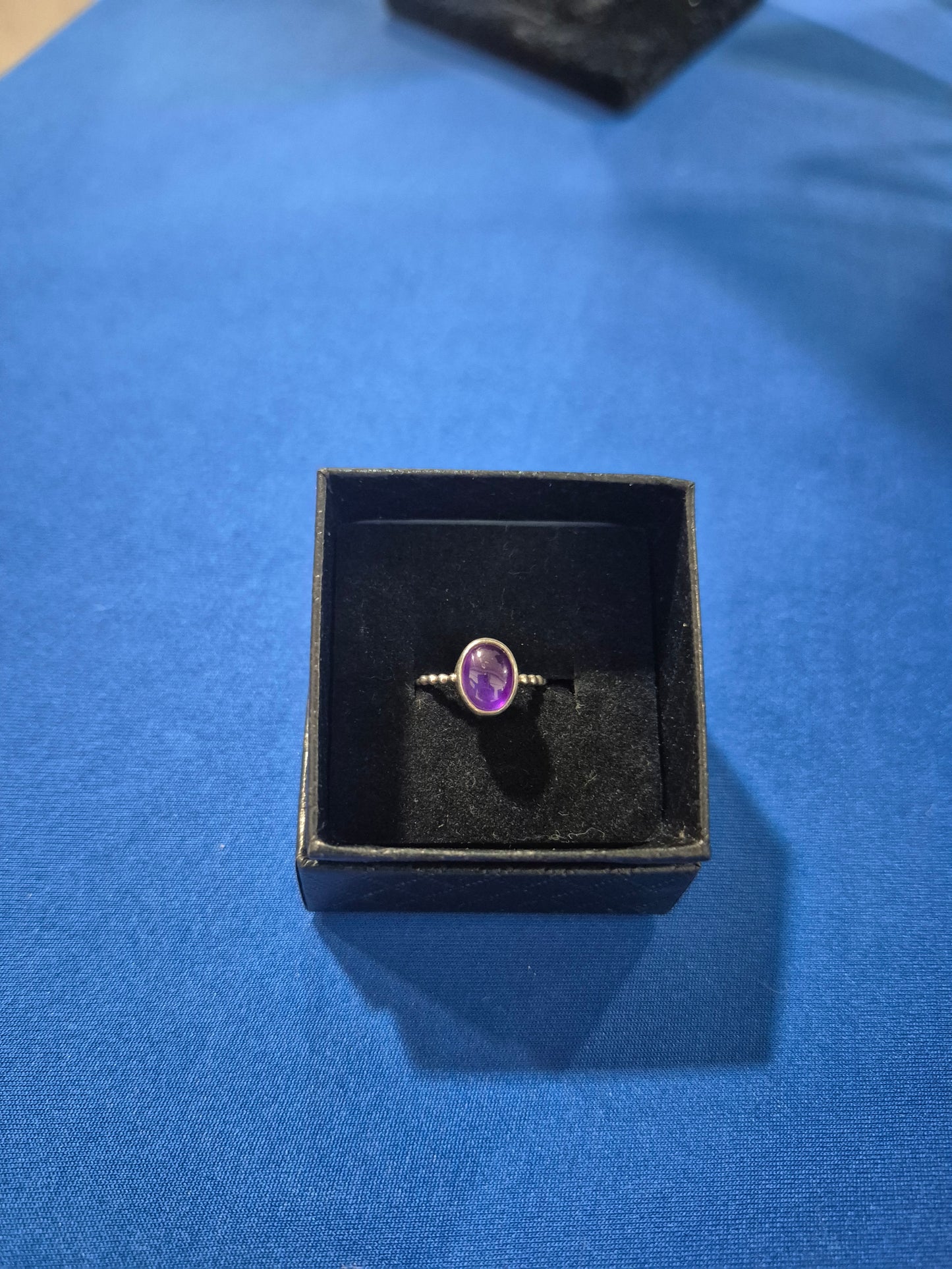 Handmade sterling silver amethyst ring with beaded band