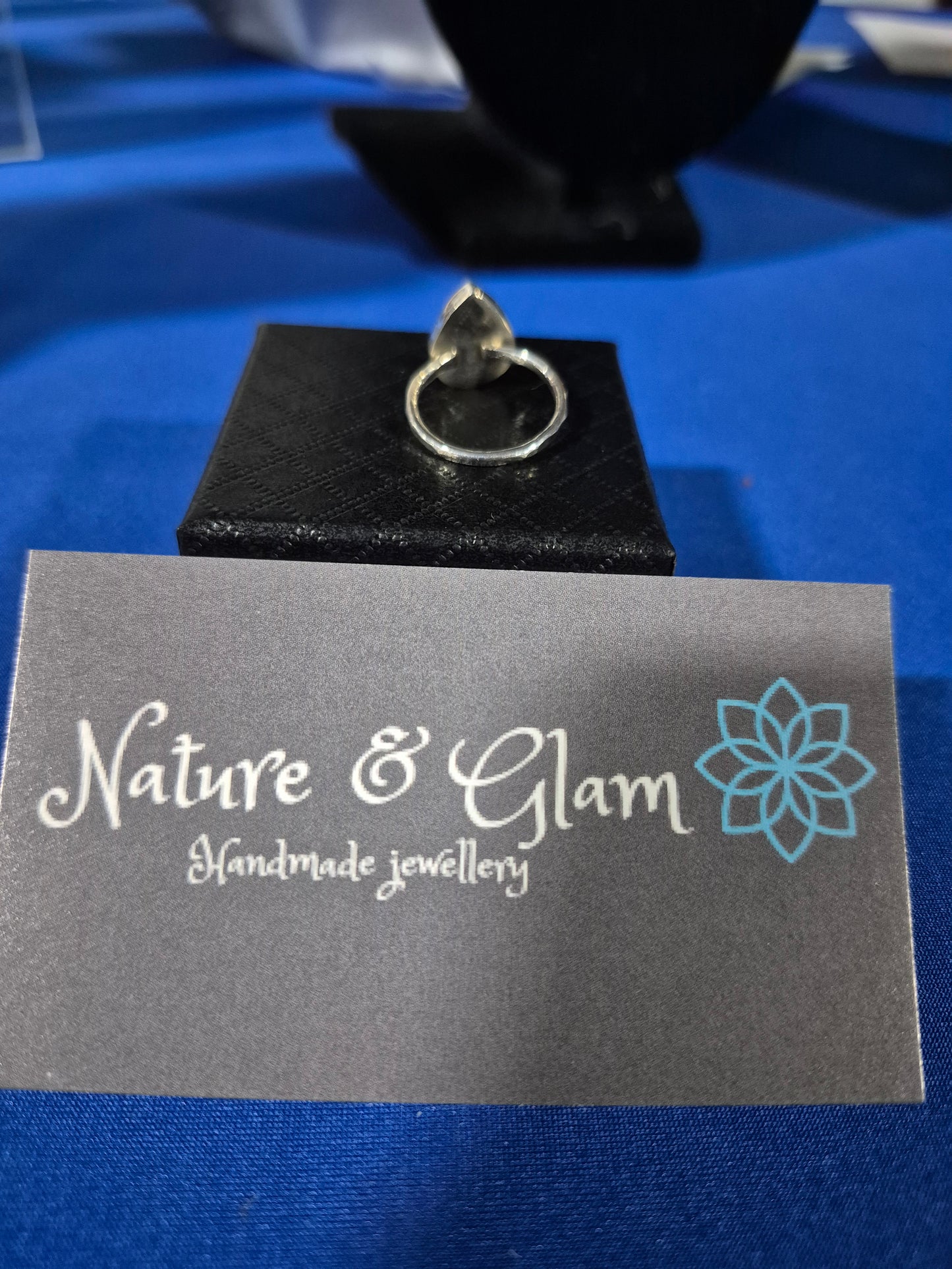 Silver silver faceted larimar ring