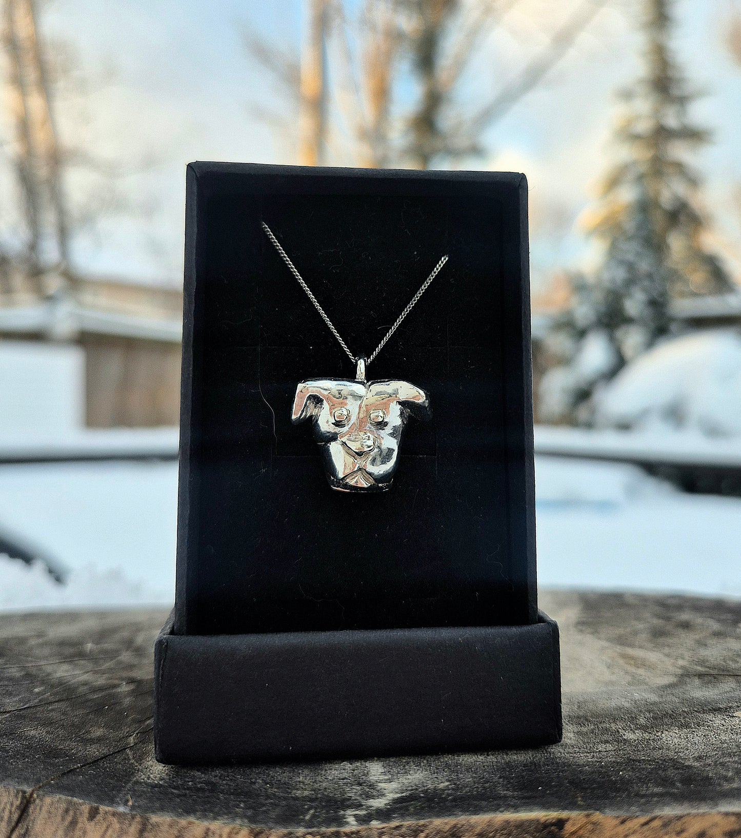 sterling silver pittie with collar pendant