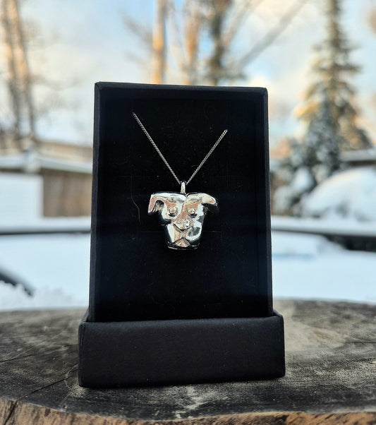 sterling silver pittie with collar pendant