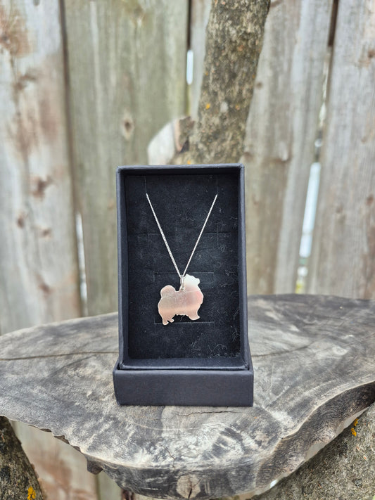 Pomeranian sterling silver pendant