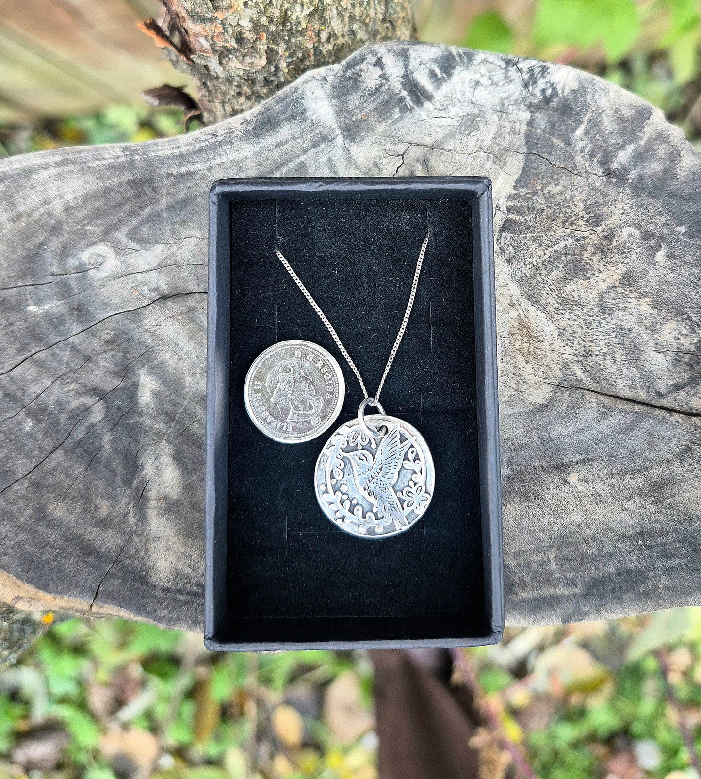 Fine Silver Hummingbird Pendant with Chain