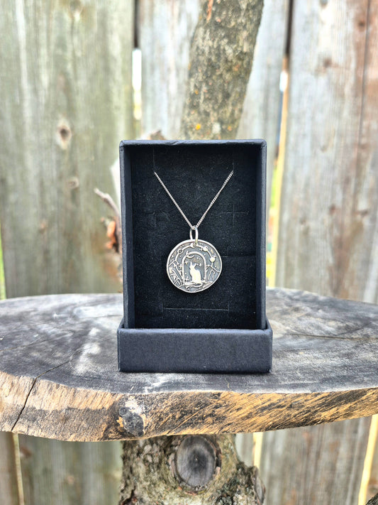 Fine Silver Cat Wax Seal Necklace