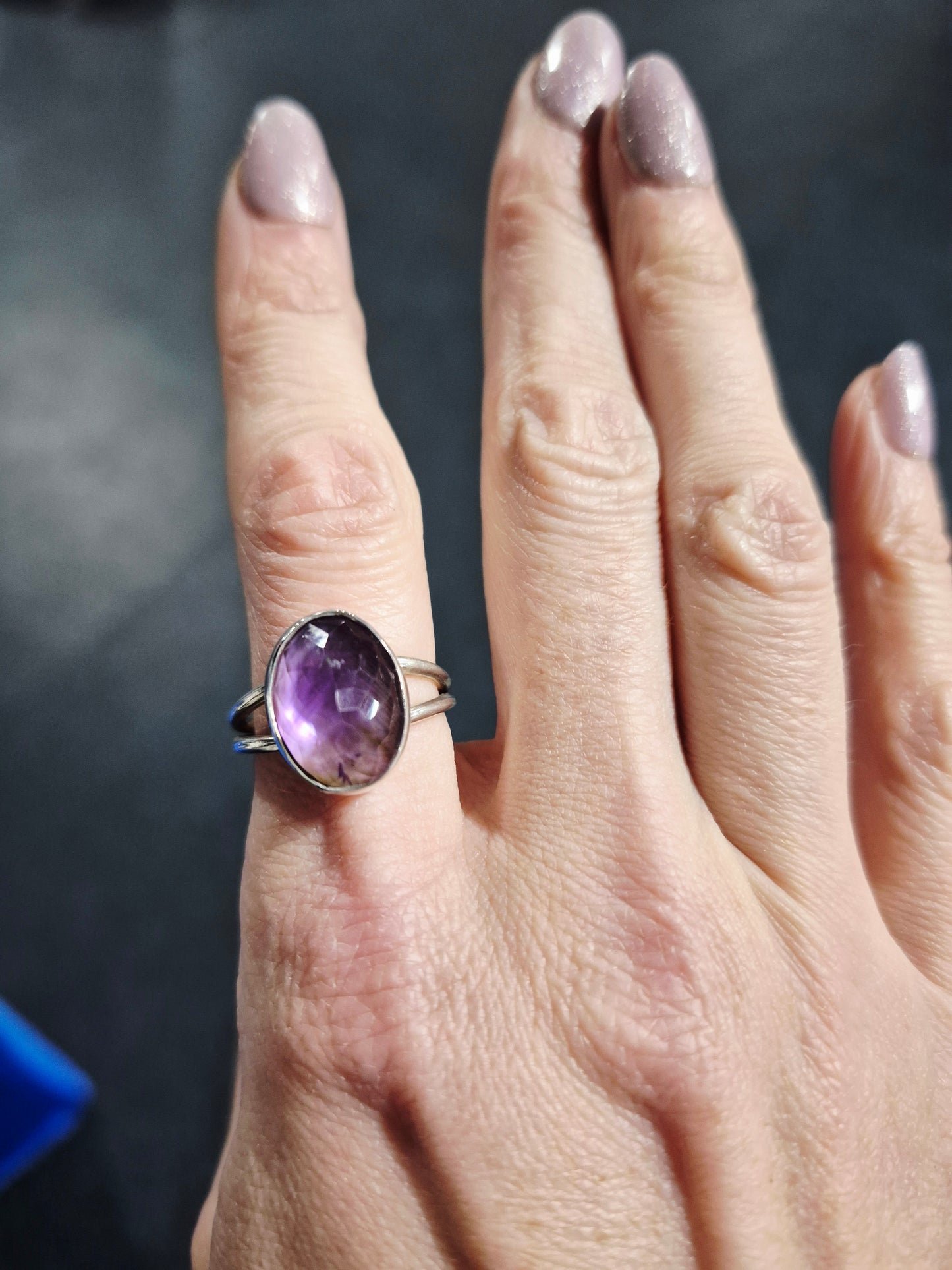 Amethyst and Mother of pearl ring