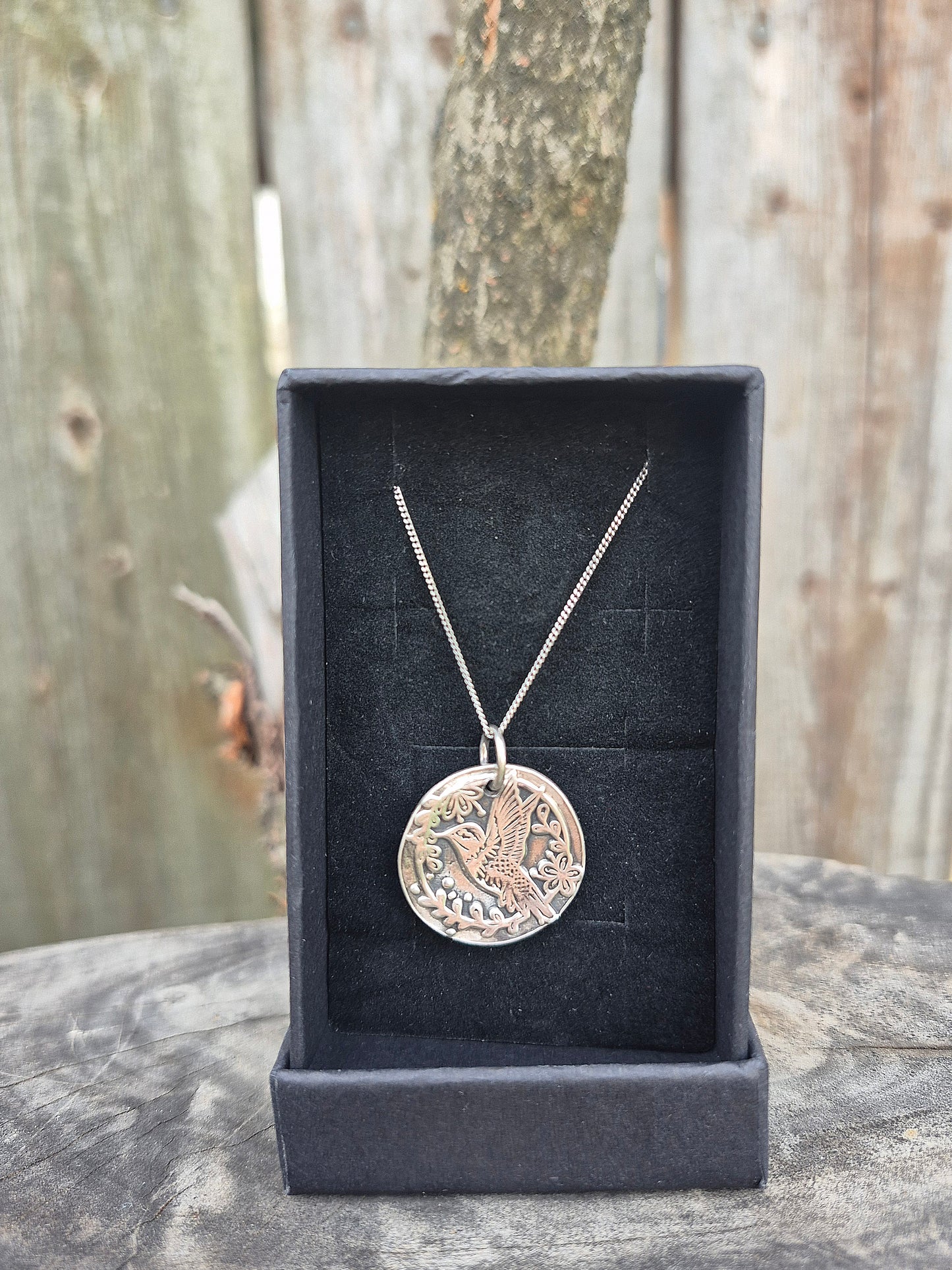 Fine Silver Hummingbird Pendant with Chain