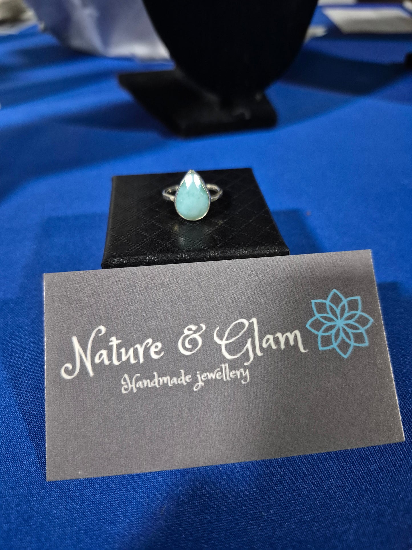 Silver silver faceted larimar ring
