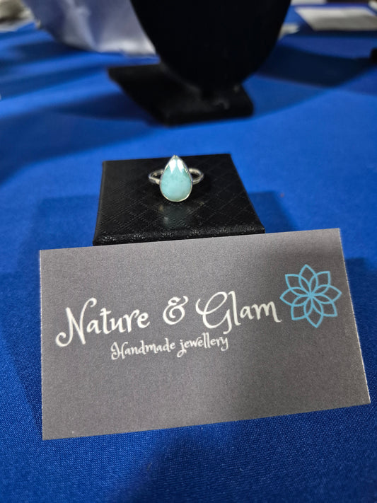Silver silver faceted larimar ring