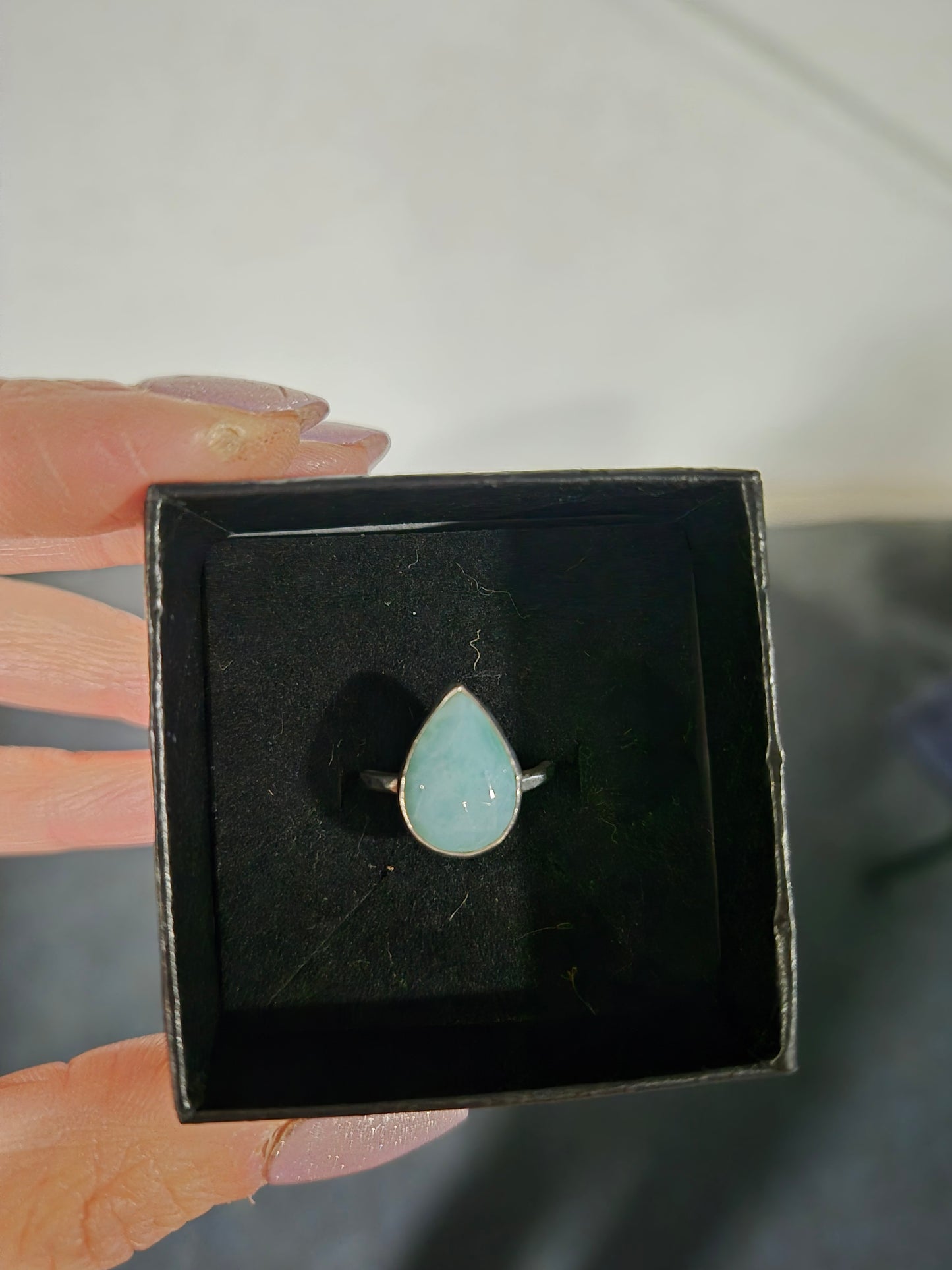 Silver silver faceted larimar ring