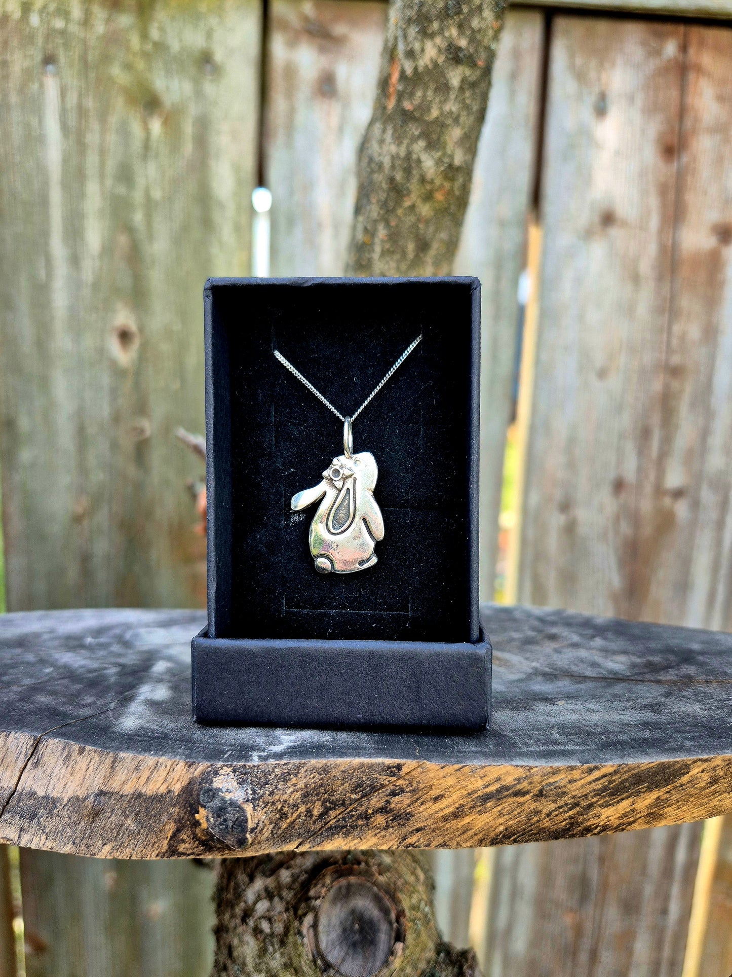 Fine Silver Floral Bunny Necklace