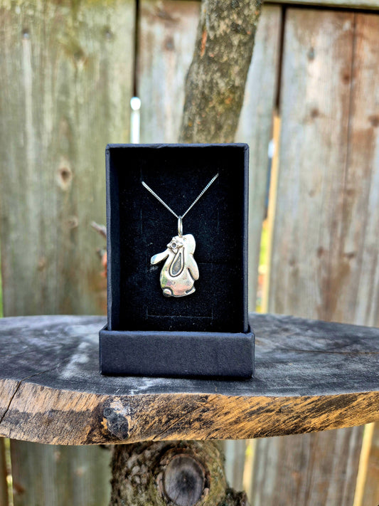 Fine Silver Floral Bunny Necklace