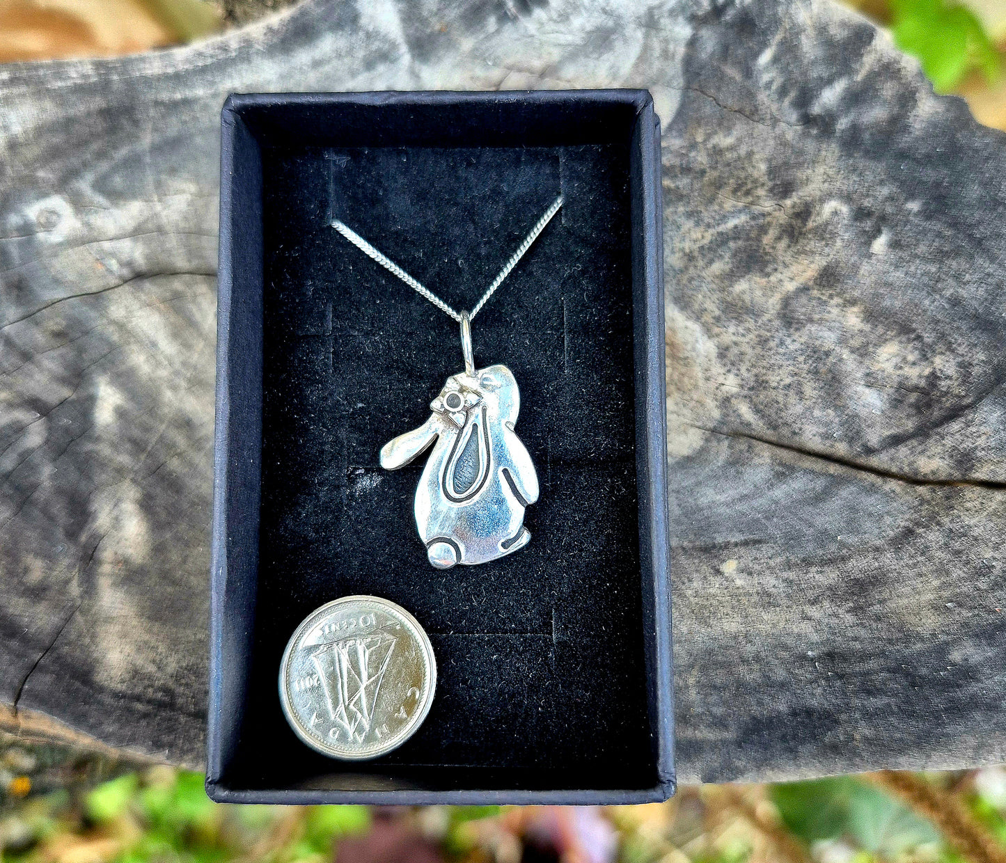 Fine Silver Floral Bunny Necklace